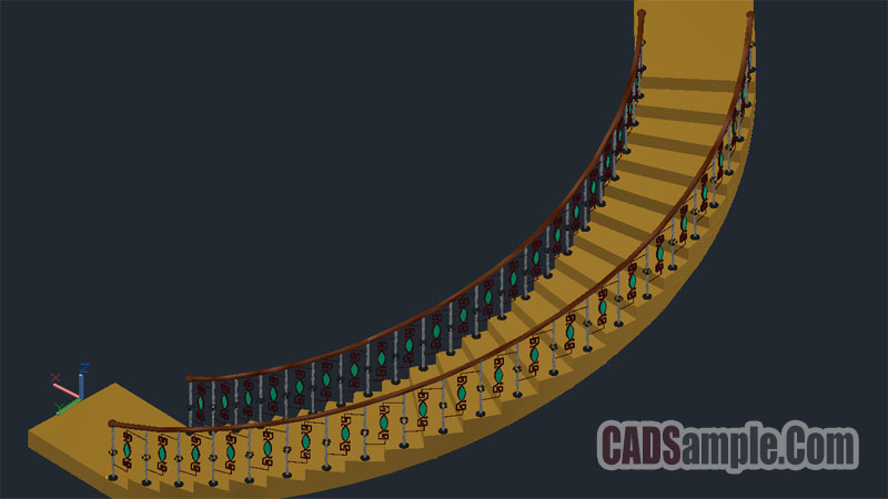 3D Spiral Staircase Drawing Free Dwg