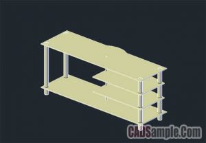 3D Door Glass TV Stand Dwg Drawing in Autocad
