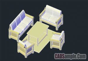 3D Sofa Set Dwg Drawing