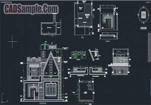 Fully Detailed Residance House Bungalow Free Dwg
