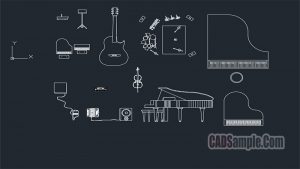 Music Equipment Cad Blocks Free Dwg
