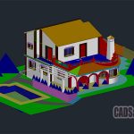 Villa With Pool 3D Dwg