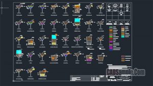 Whiskey Drinks Autocad Cad Blocks