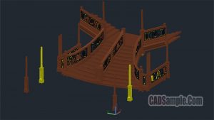 Titanic Deck İnterior Stairwell 3D Model
