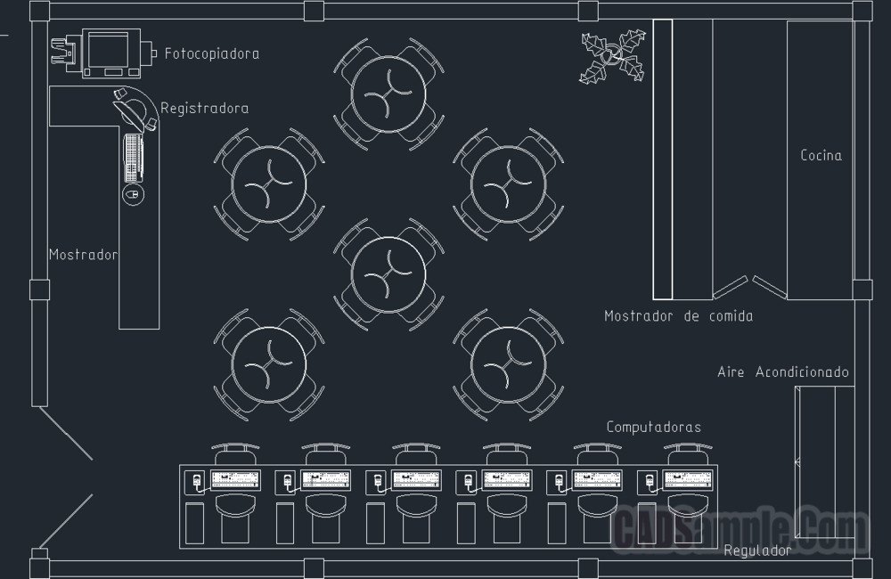 Internet Cafe Furniture Layout Plan CAD