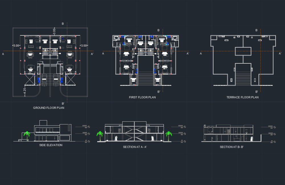 Modern Bungalow CAD Project