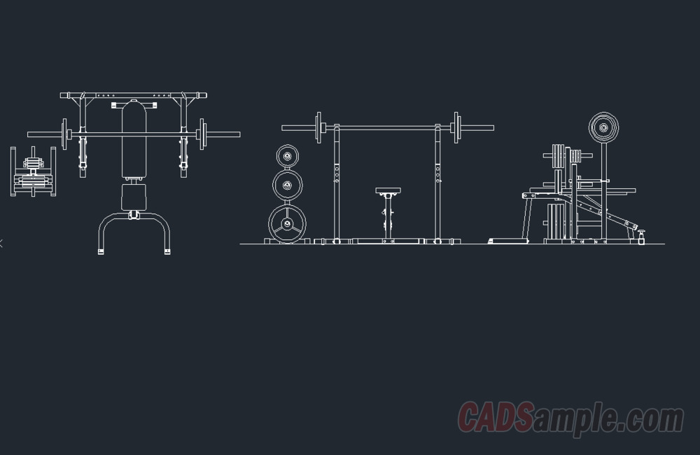 Gym Bench Press CAD Drawing