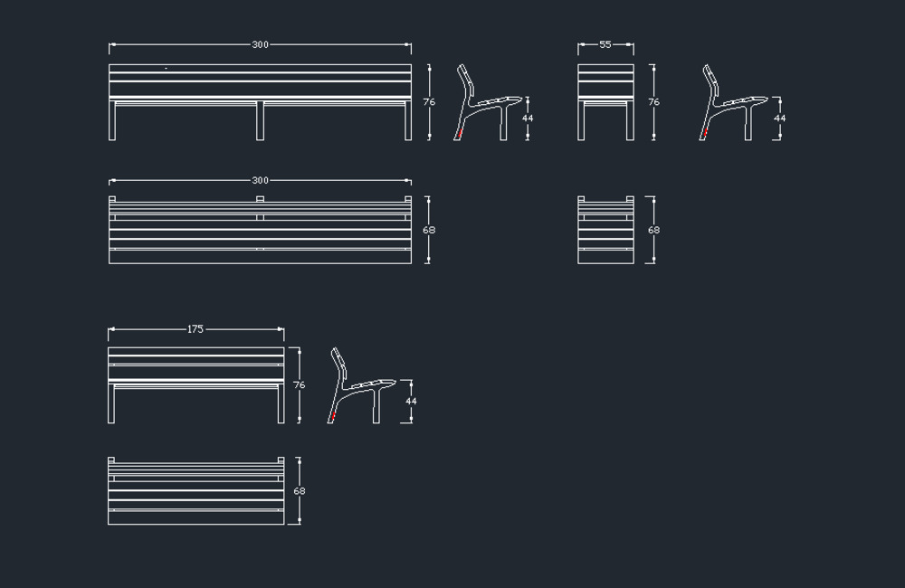 Park Bench CAD Blocks Set