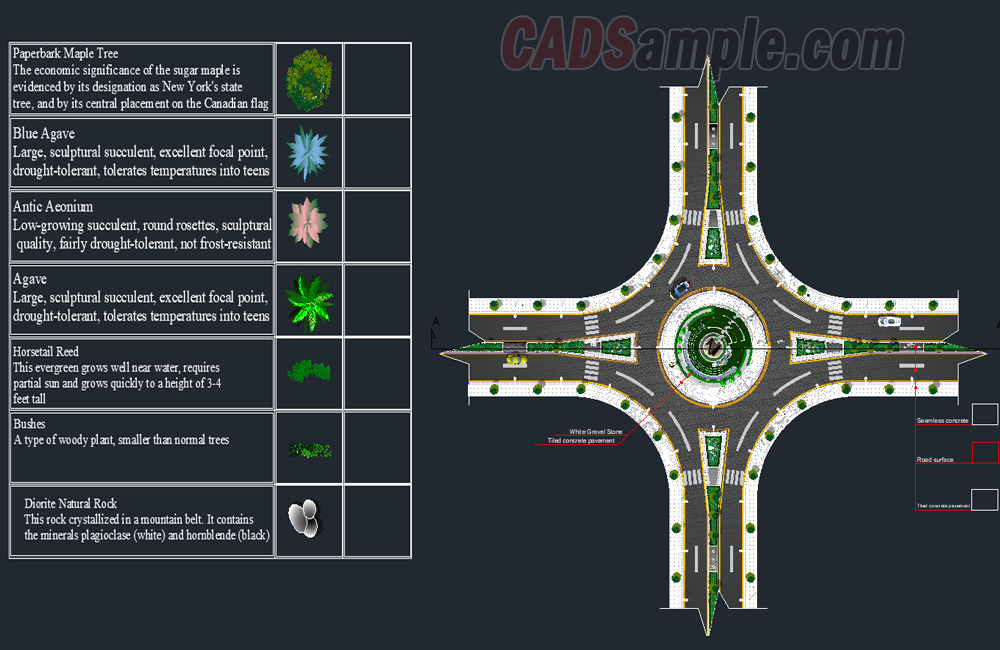 Roundabout Landscape CAD Plan